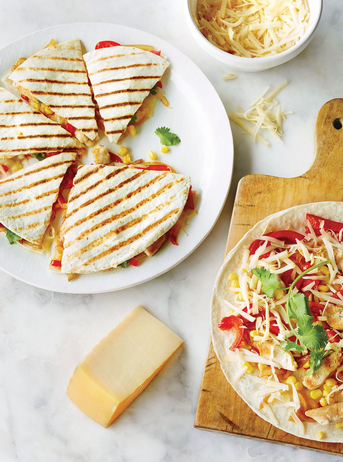 Quesadillas au poulet et au OKA Léger Bar à Fromages