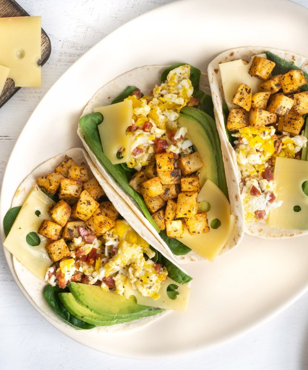 Recipe - Breakfast tacos with eggs, potato, chorizo and Jarlsberg cheese